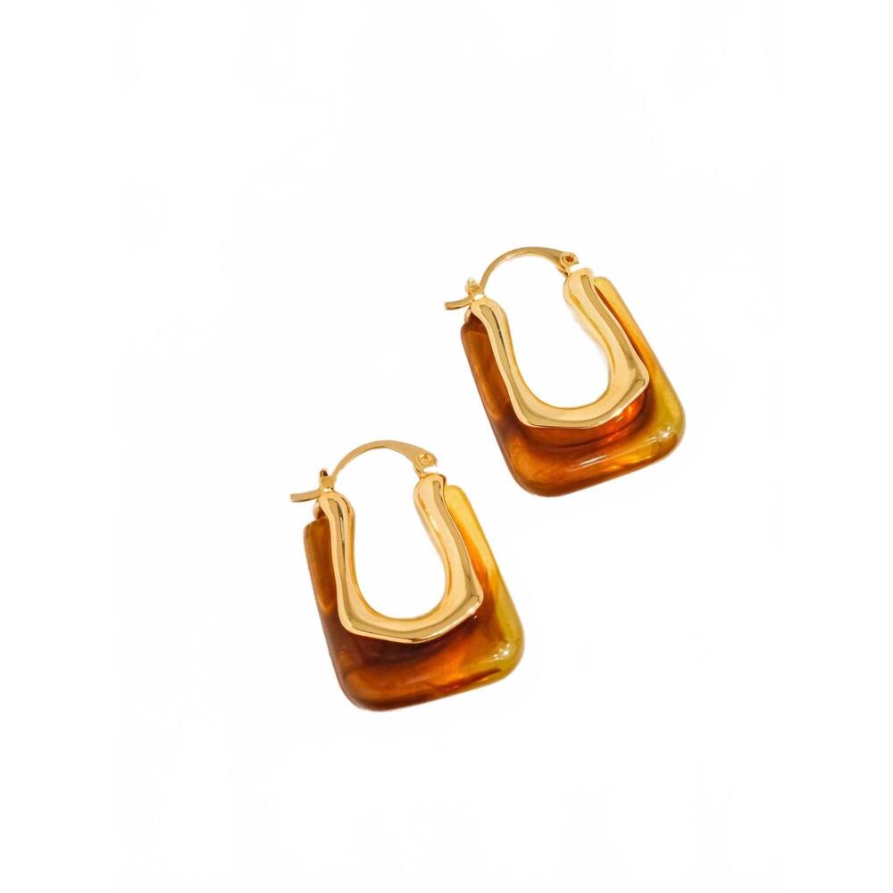 NEW FLANERIE BY MAIQ women's talia u-shaped boho hoop earring in gold